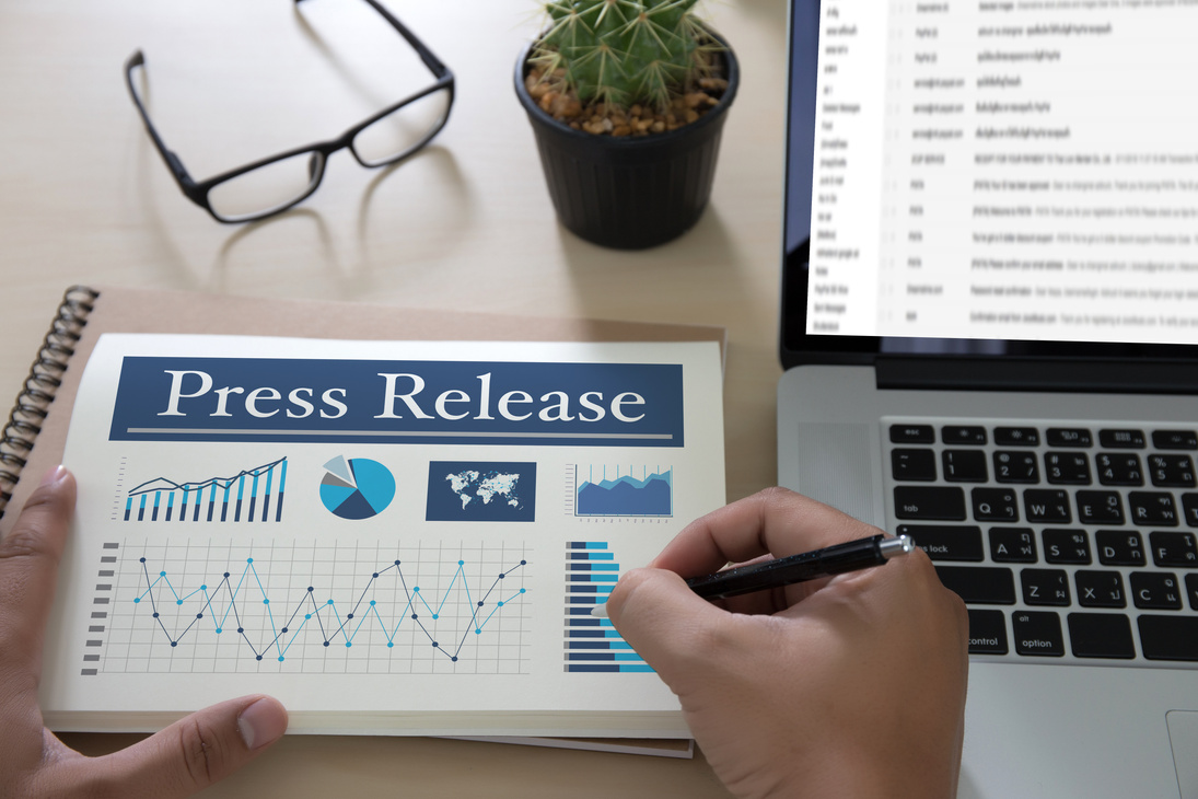 Press Release  concept, Thoughtful male person looking computer