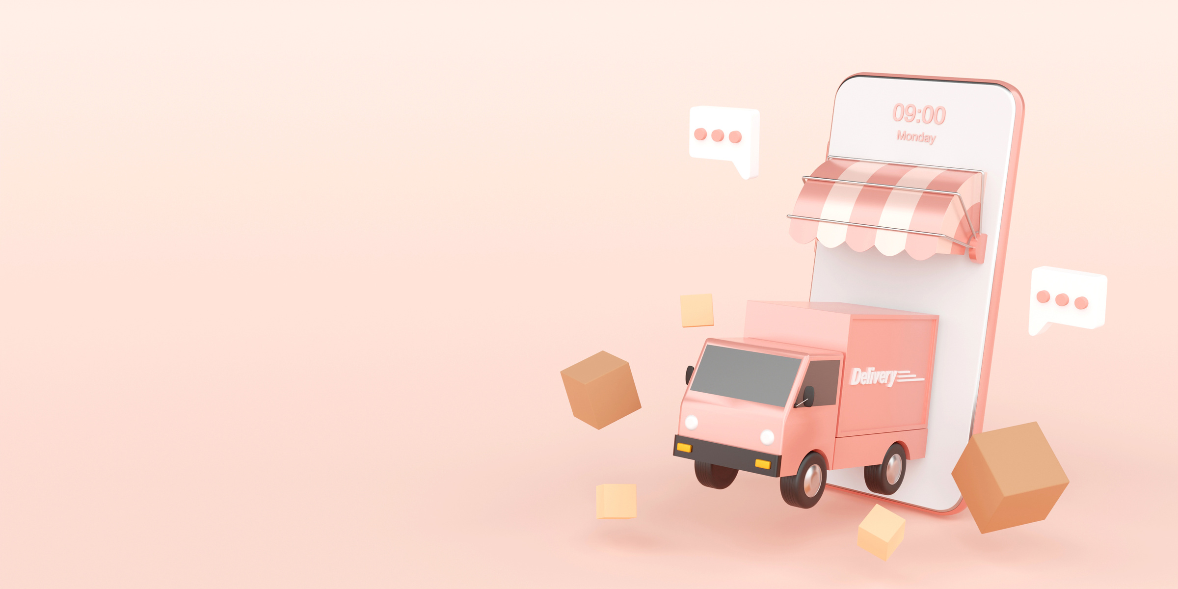 E-Commerce Concept, Delivery Service on Mobile Application, Tran