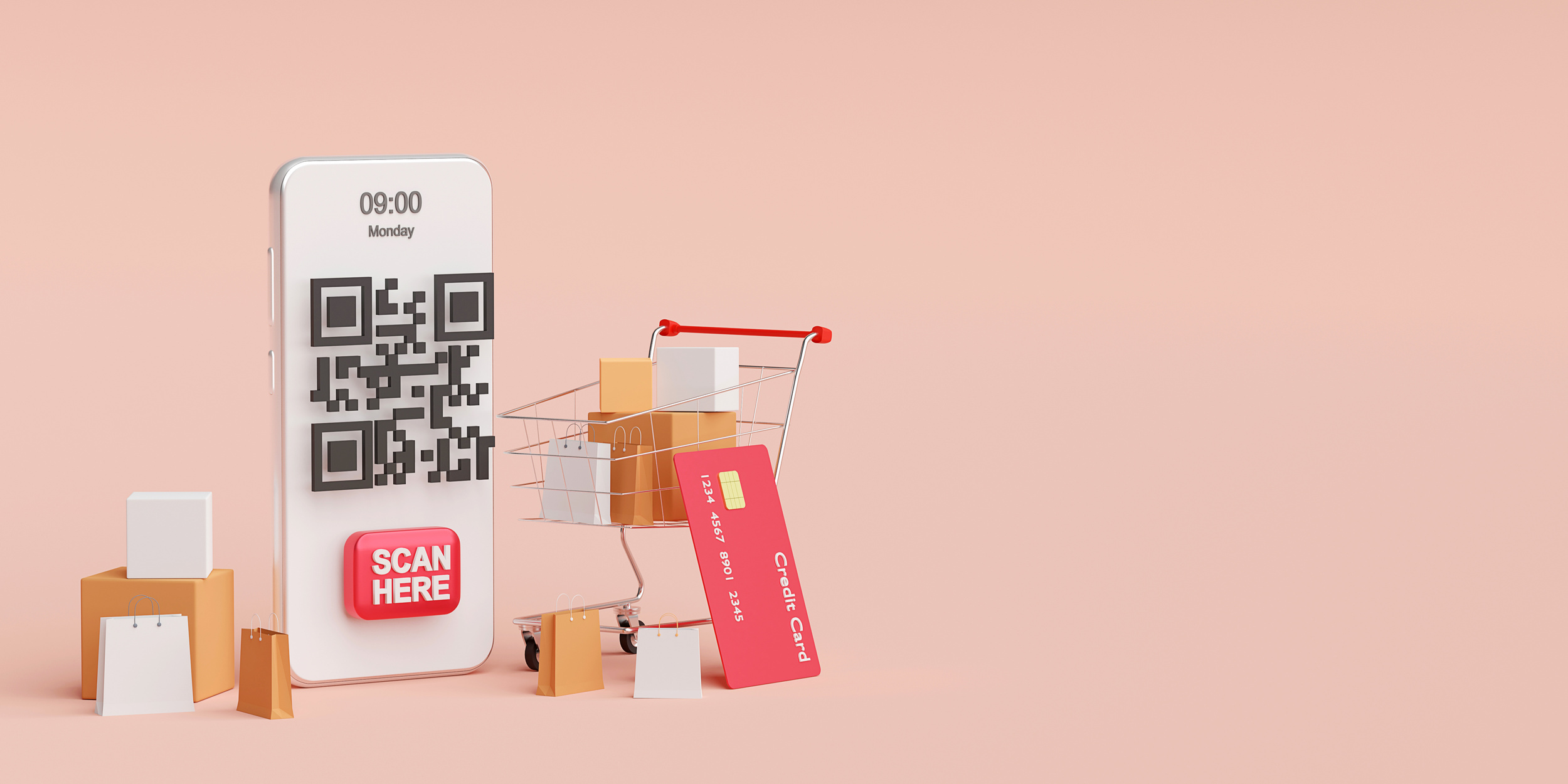 Payment on Mobile Concept, QR Code Scanning on Mobile Making Pay